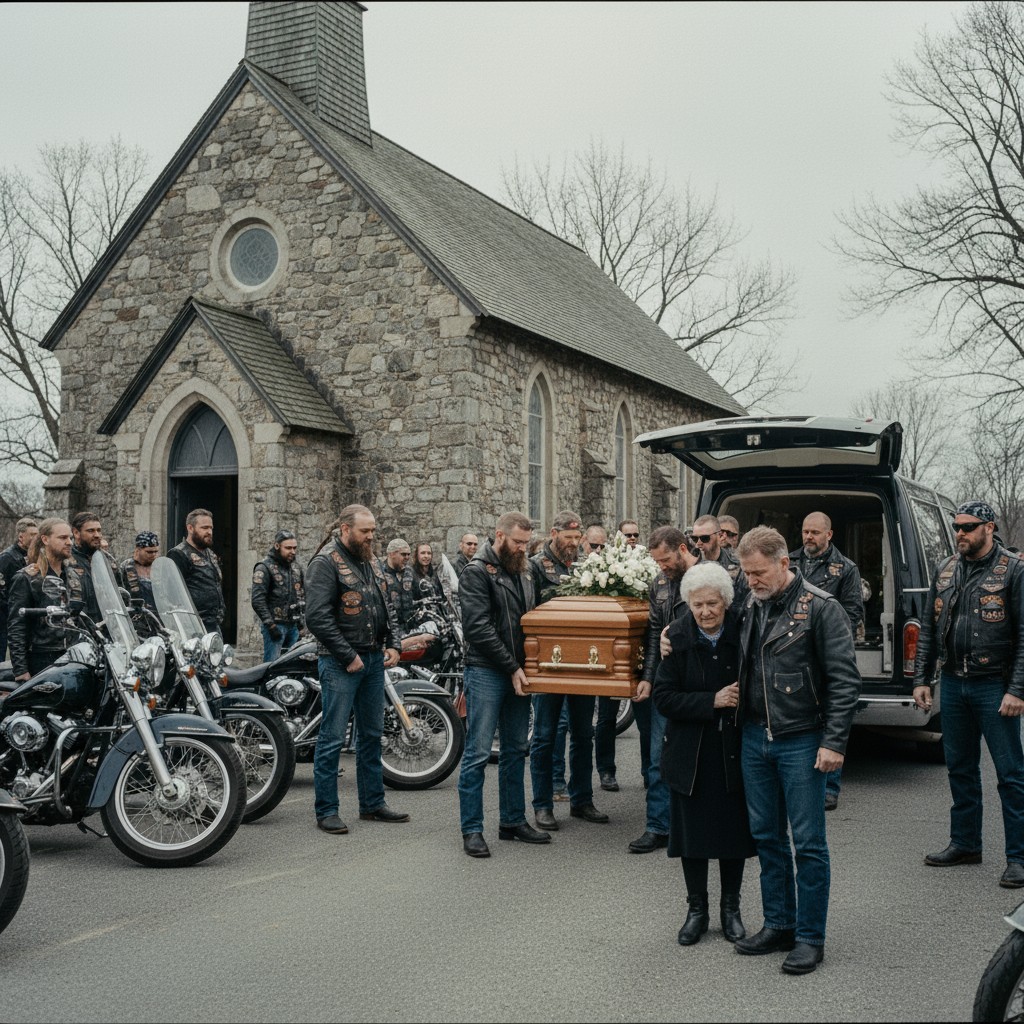 My Brother’s Biker Gang Carried His Casket—But The Note They Slipped My Mother Exposed The Whole Town’s Secret.