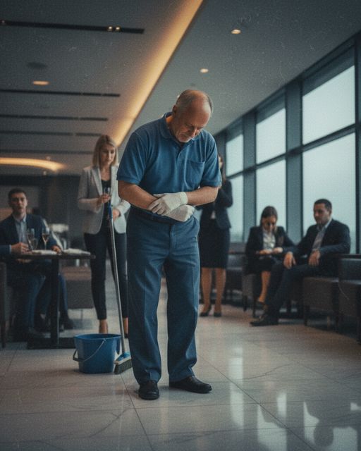 Airport Lounge Guest Laughed At A Janitor—Until She Collapsed And He Ran To Her Side